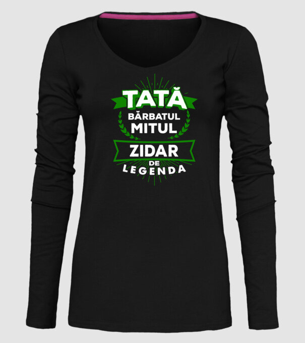 Tată - bărbatul, mitul, zidar de legendă model negru pe tricou