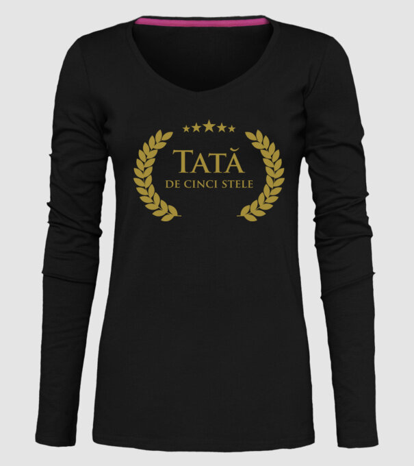 Tată de cinci stele model negru pe tricou