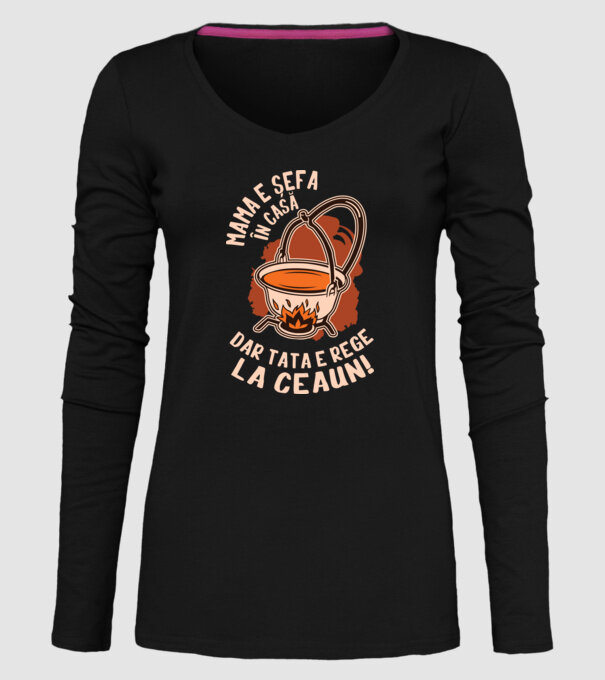 Mama e șefa în casă, dar tata e rege la ceaun! model negru pe tricou