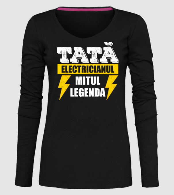 Tată - Electricianul, Mitul, Legenda model negru pe tricou