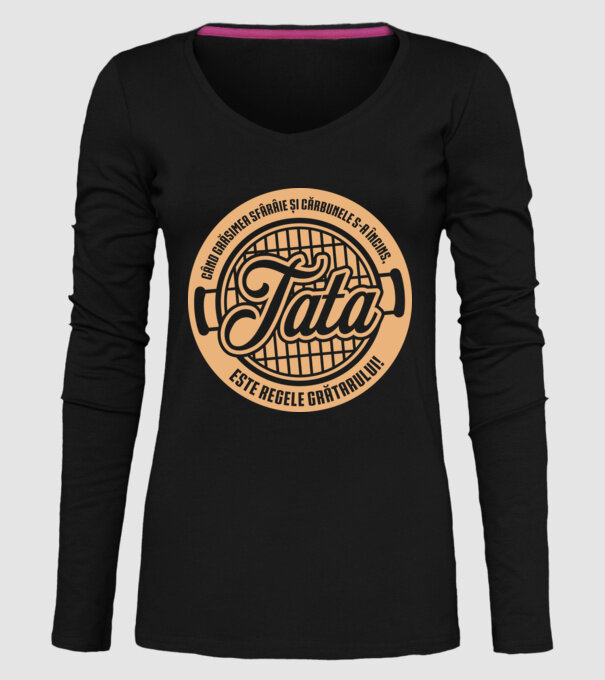 Când grăsimea sfârâie și cărbunele s-a încins, tata este regele grătarului! model negru pe tricou