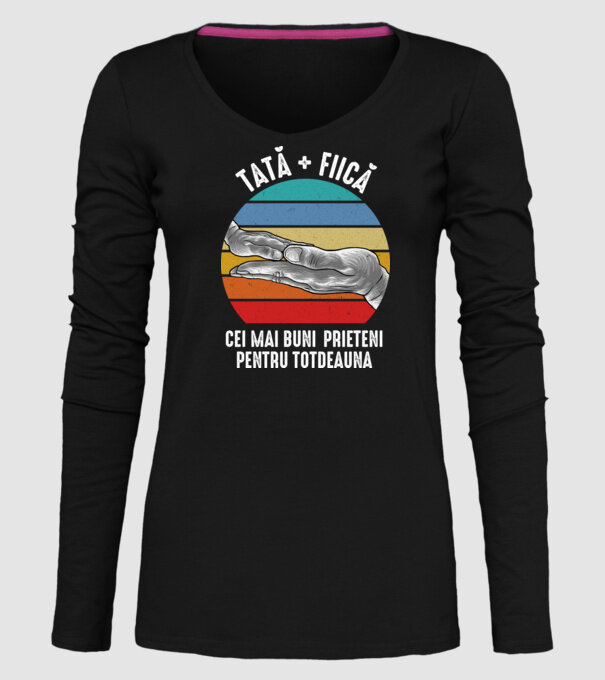 Tată - fiică Cei mai buni prieteni pentru totdeauna model negru pe tricou