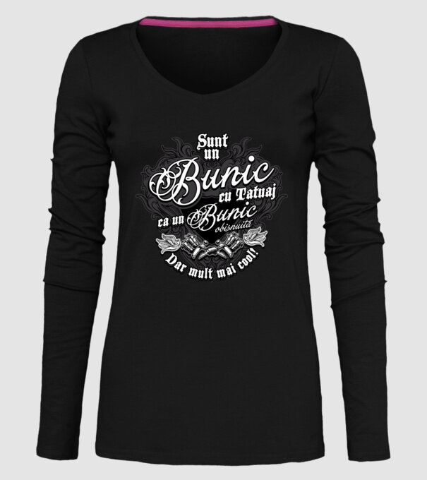 Sunt un bunic cu tatuaj, ca un bunic obișnuit, dar mult mai cool! model negru pe tricou
