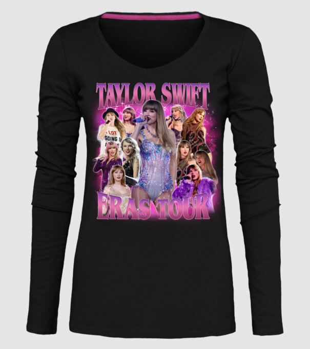 Taylor Swift ERAS bootleg 01 model negru pe tricou
