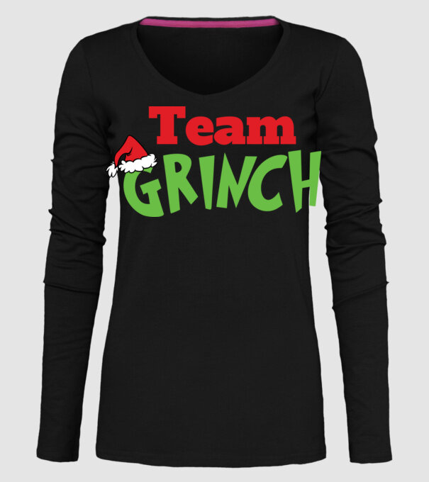Team Grinch model negru pe tricou