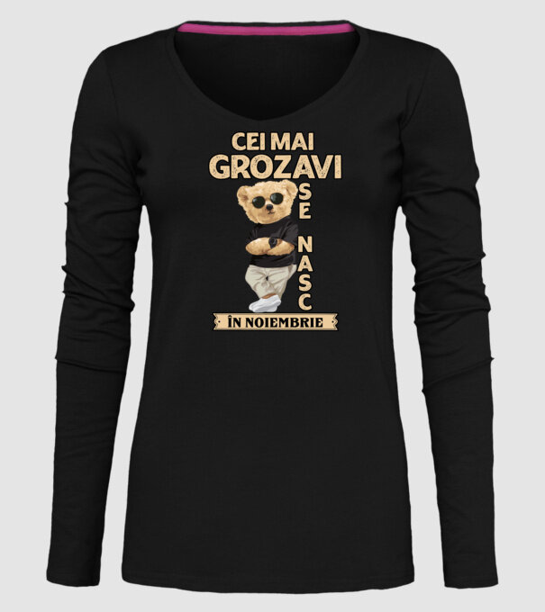 Teddy cel cool noiembrie model negru pe tricou