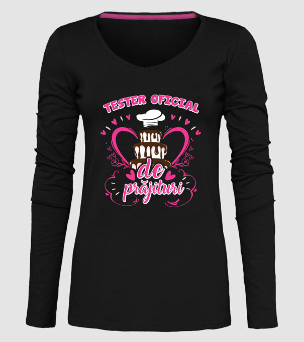 tester oficial de prăjituri model negru pe tricou
