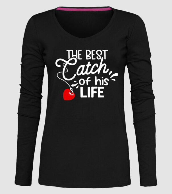 The best catch fehér model negru pe tricou