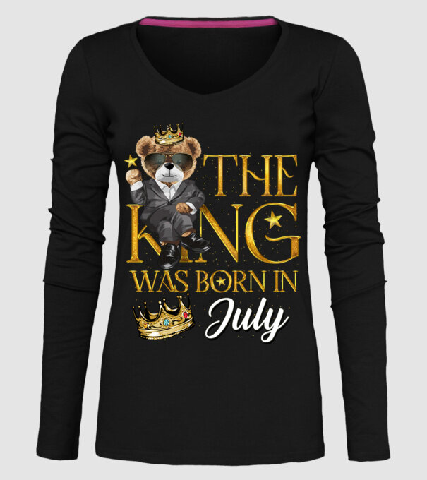 The king was born int JULY model negru pe tricou