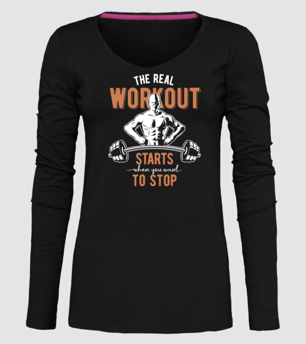 The Real Workout model negru pe tricou