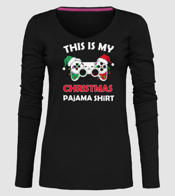 This is my christmas pajama model negru pe tricou
