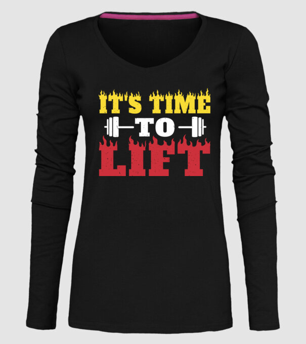 Time to lift model negru pe tricou