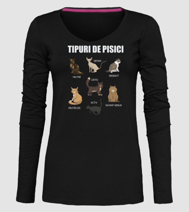 Tipuri de pisici model negru pe tricou