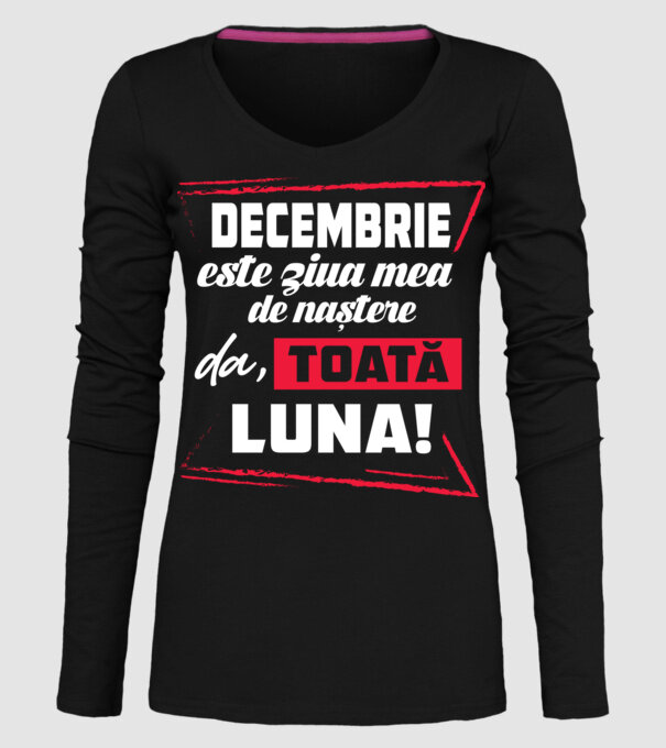 Toată luna DECEMBRIE model negru pe tricou