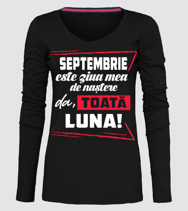 Toată luna SEPTEMBRIE model negru pe tricou