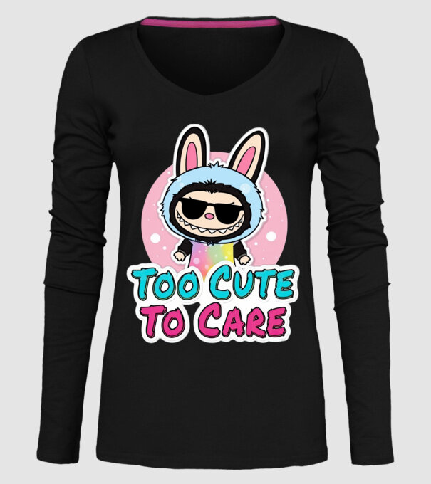 Too cute to care model negru pe tricou