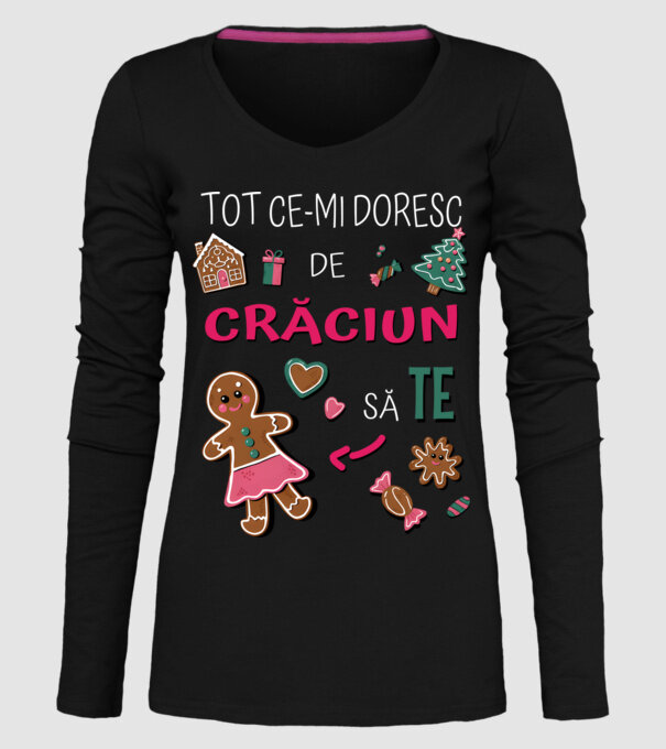 Tot ce-mi doresc de Crăciun să TE Femei Negru model negru pe tricou