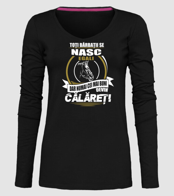 Toți bărbații se nasc egali călăreți model negru pe tricou