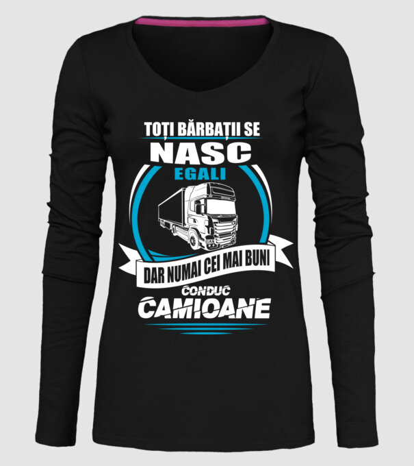 Toți bărbații se nasc egali camioane model negru pe tricou