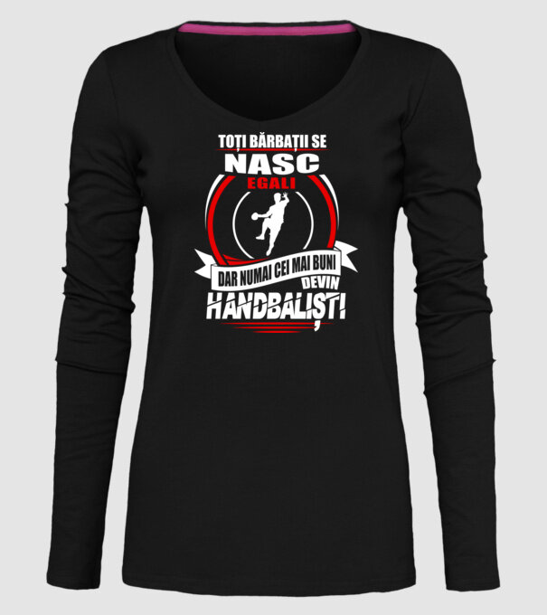 Toți bărbații se nasc egali handbaliști model negru pe tricou