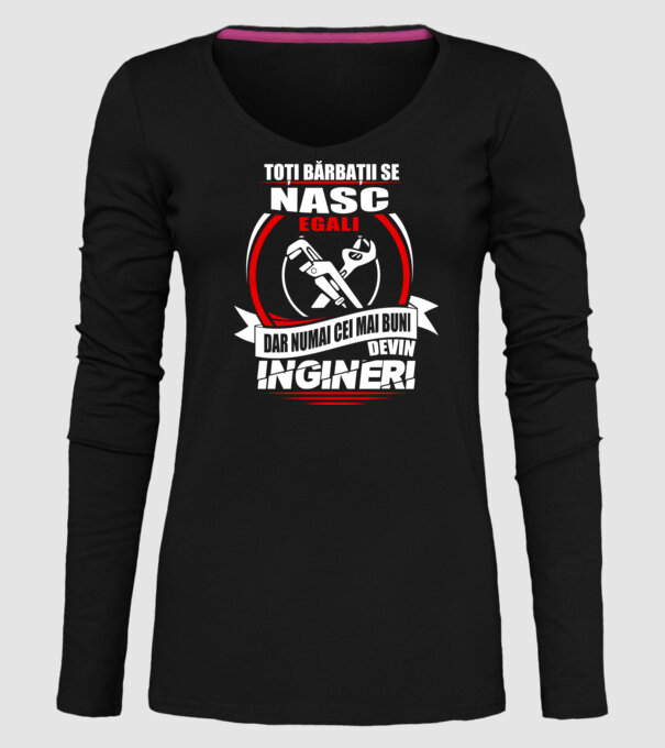 Toți bărbații se nasc egali ingineri model negru pe tricou
