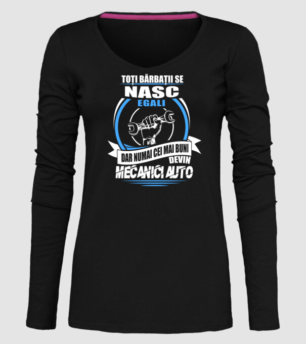 Toți bărbații se nasc egali mecanici auto model negru pe tricou