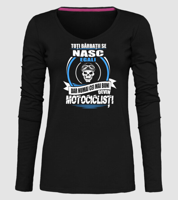 Toți bărbații se nasc egali motocicliști model negru pe tricou