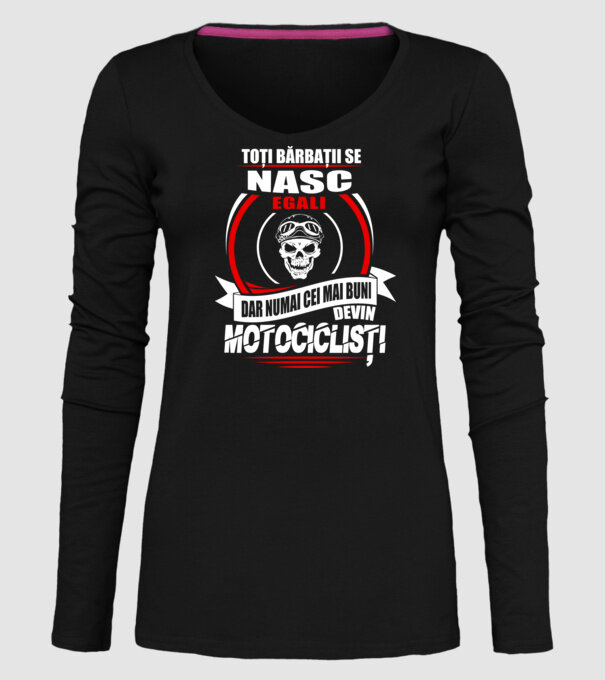 Toți bărbații se nasc egali motocicliști model negru pe tricou