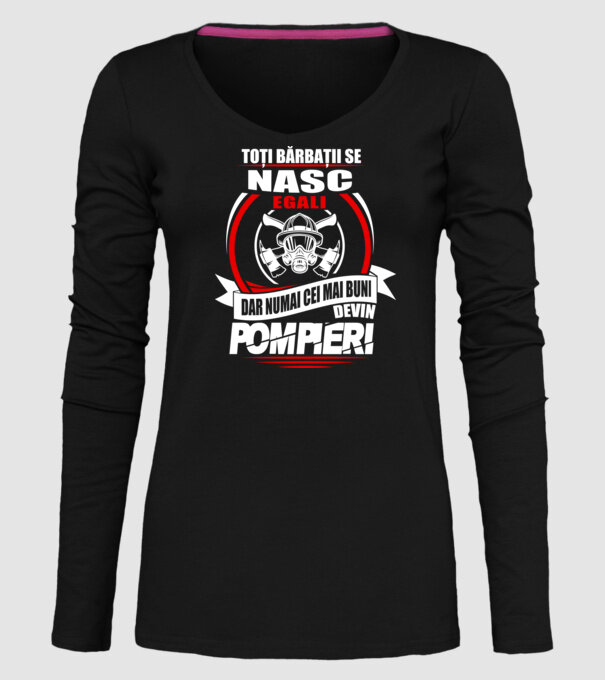 Toți bărbații se nasc egali pompieri model negru pe tricou