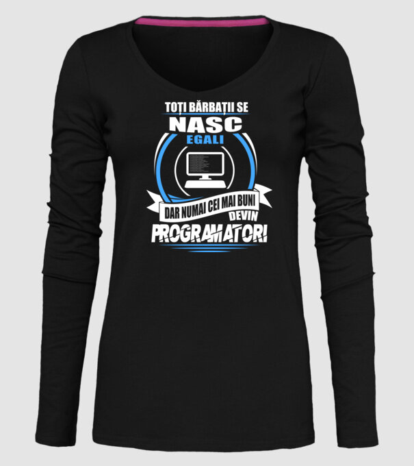 Toți bărbații se nasc egali programatori model negru pe tricou