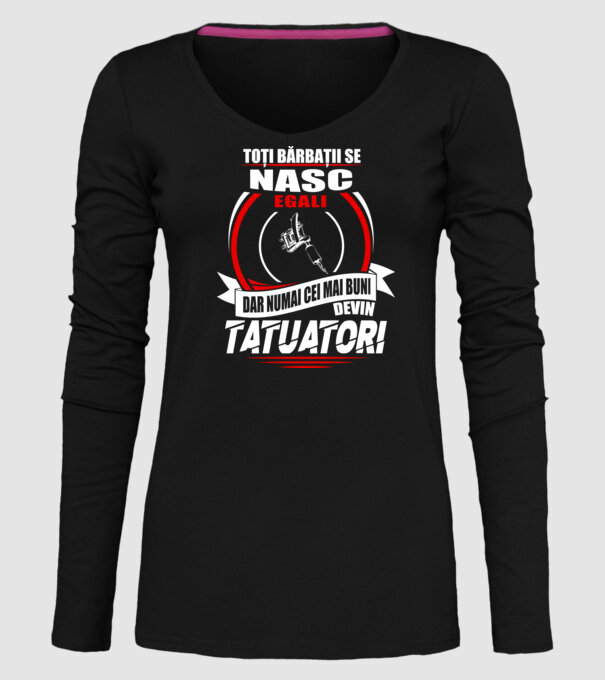 Toți bărbații se nasc egali tatuatori model negru pe tricou