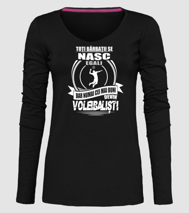 Toți bărbații se nasc egali voleibaliști model negru pe tricou