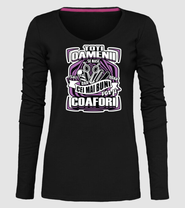Toți oamenii coafori model negru pe tricou