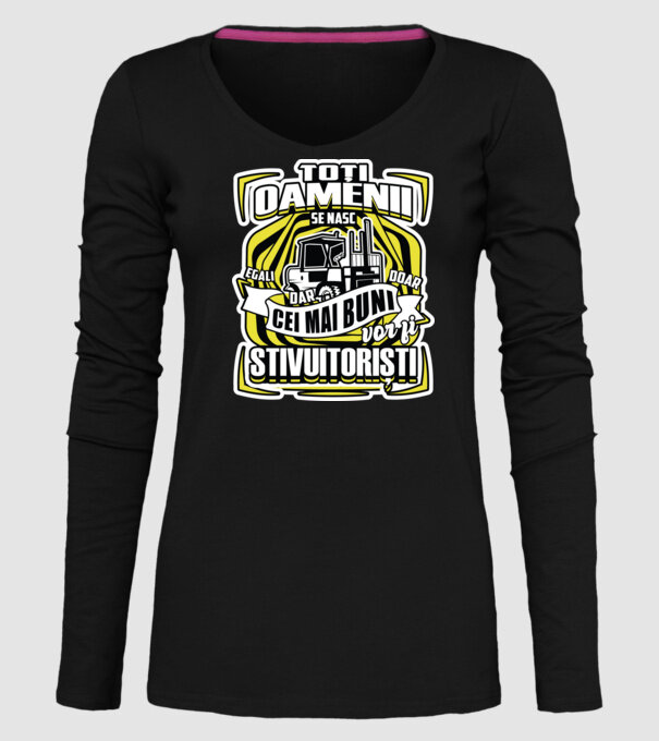 Toți oamenii stivuitoriști model negru pe tricou