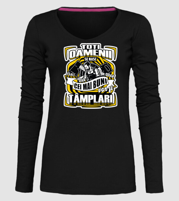 Toți oamenii tâmplari model negru pe tricou