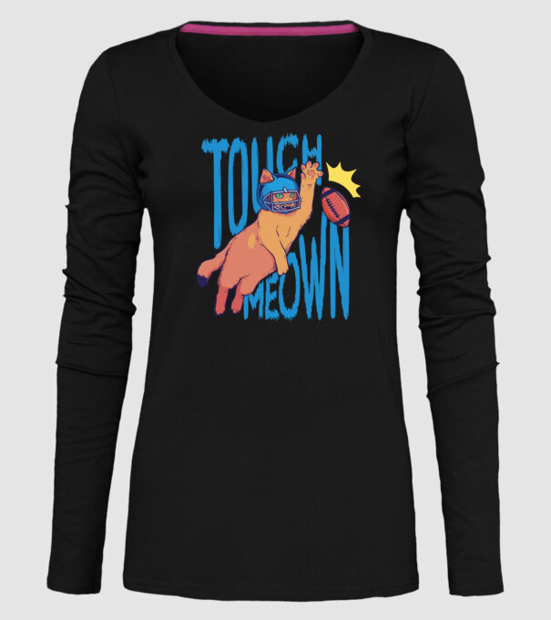 Touch Meow model negru pe tricou