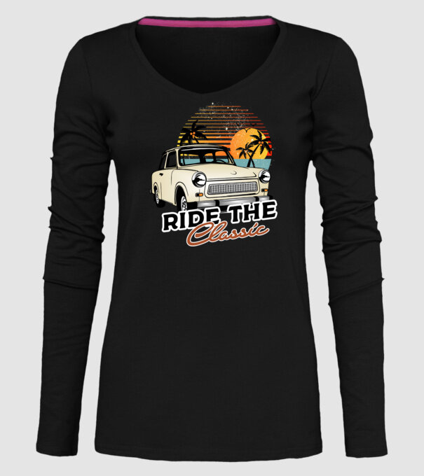 Trabant Ride The Classic model negru pe tricou