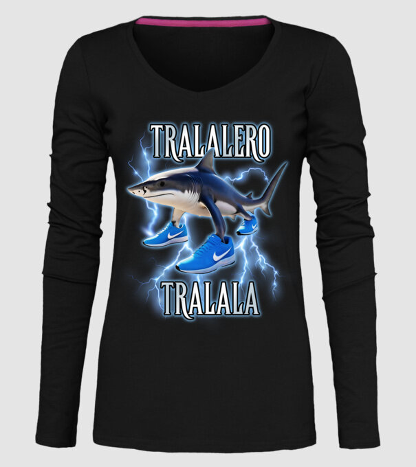 Tralalero Tralala model negru pe tricou