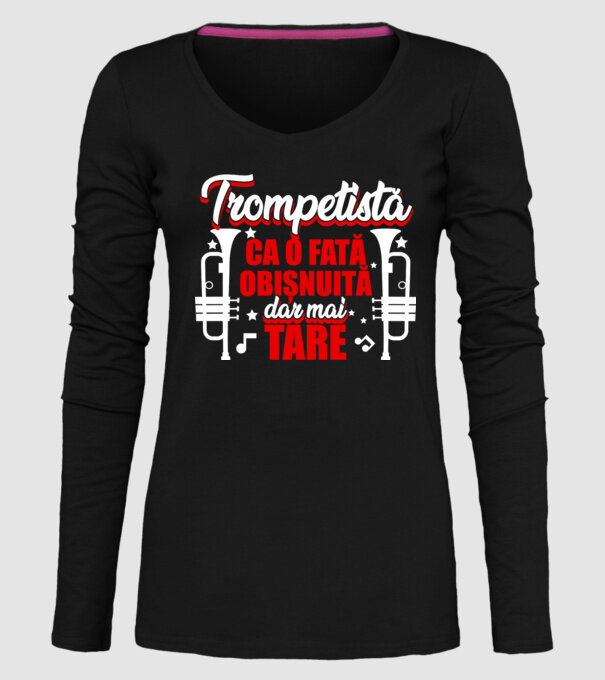 trompetistă: ca o fată obișnuită, dar mai tare model negru pe tricou