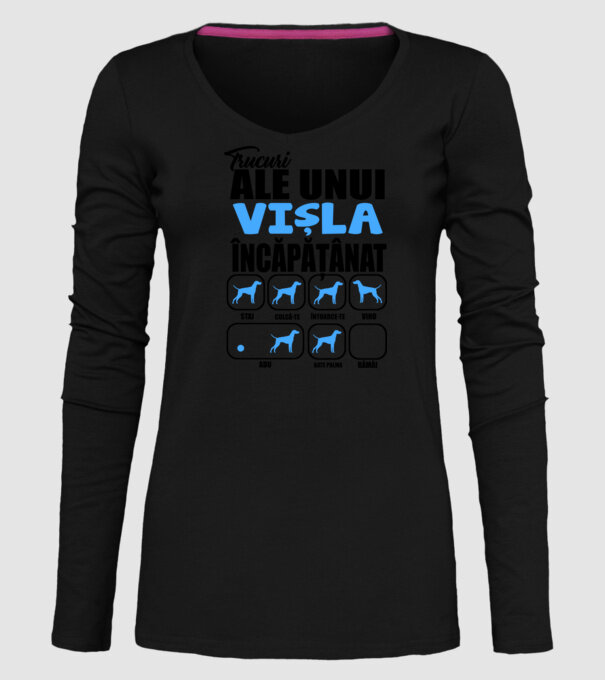 trucuri ale unui vișla încăpățânat stai, culcă-te, întoarce-te, vino, adu, bate palma, rămâi model negru pe tricou