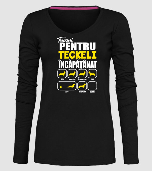 trucuri pentru Teckeli încăpățânați stai culcă-te întoarce-te vino adu bate palma rămâi model negru pe tricou