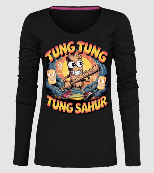 Tung Tung Tung Sahur Retro model negru pe tricou