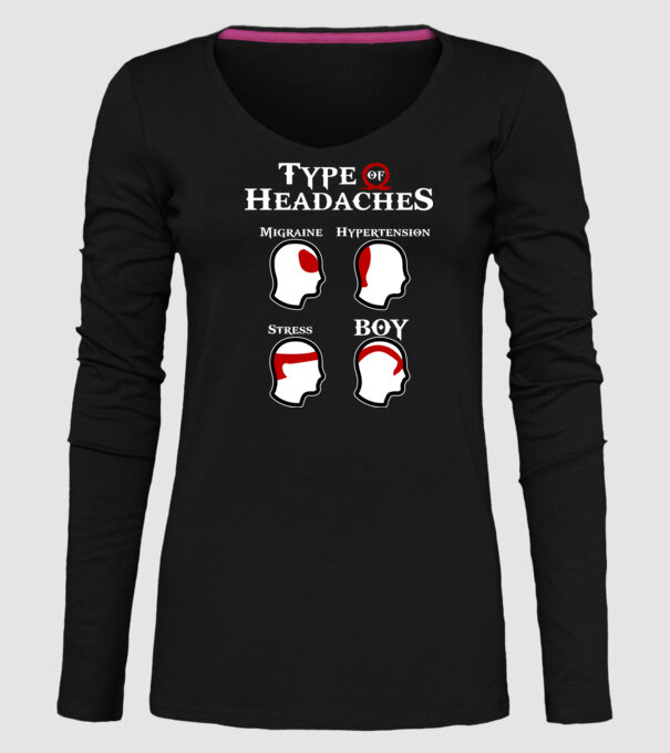 Type of Headaches - God of War model negru pe tricou
