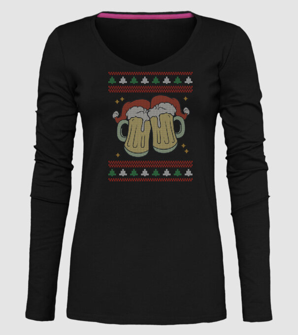 ugly sweater beers model negru pe tricou
