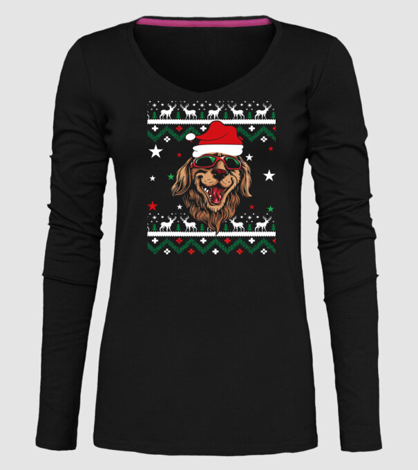 Ugly sweater dog model negru pe tricou
