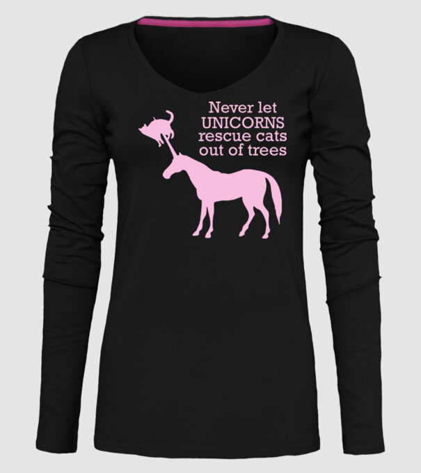unicorn cat model negru pe tricou