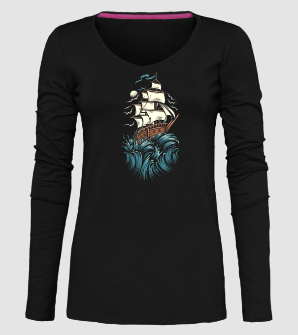 Vapoare model negru pe tricou