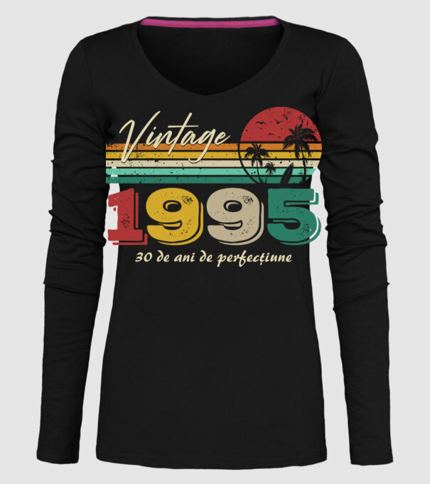 VINTAGE 1995 model negru pe tricou
