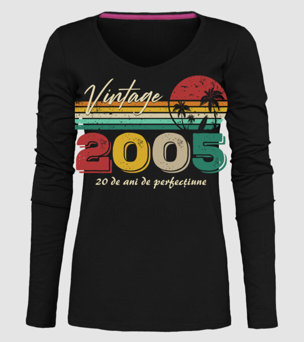 VINTAGE 2005 model negru pe tricou
