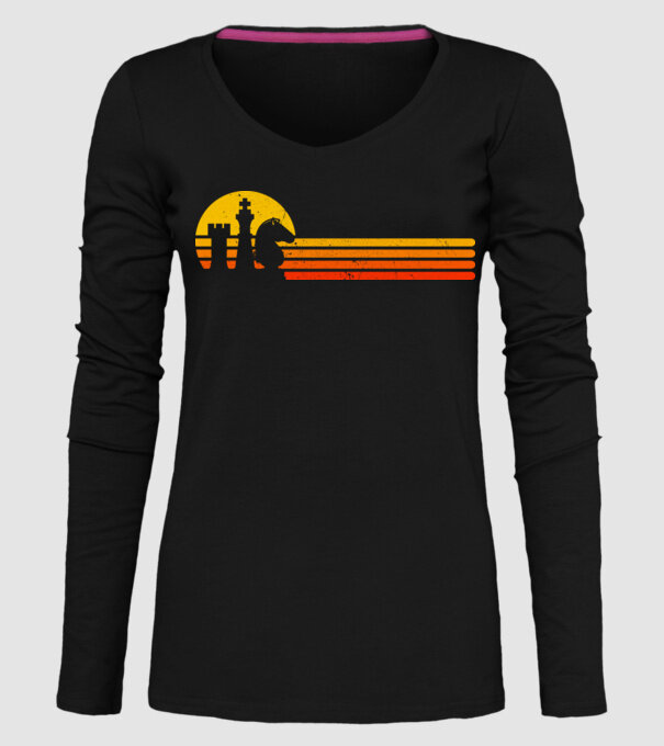 Vintage chesss sunset model negru pe tricou